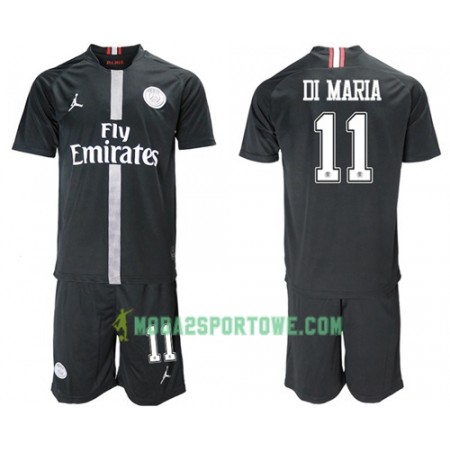 Koszulka Paris Saint-Germain Di Maria 11 Jodan Czarny Dziecięcy Trzeci Stroje Piłkarskie 2018/19 Krótki Rękaw